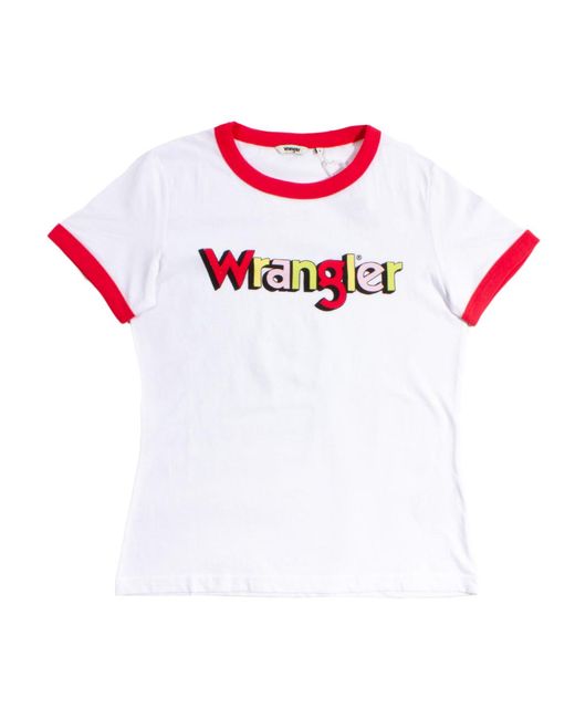 Wrangler White Paradise Ringer T-Shirt Cotton