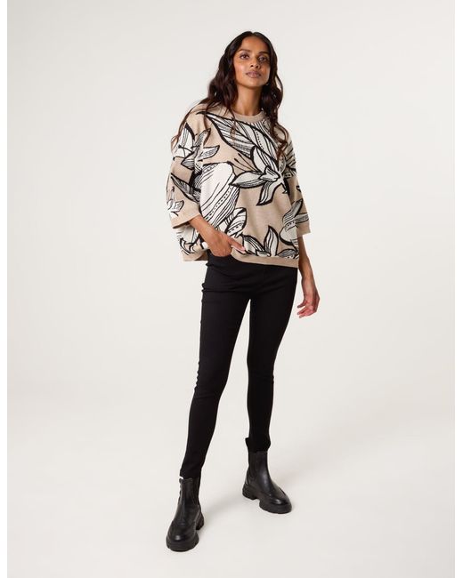 Blue Vanilla Natural Flower Pattern Jumper