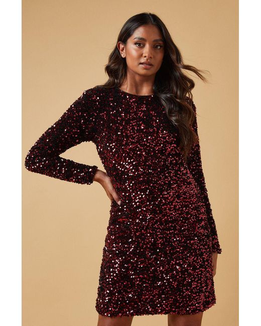 Oasis Black Occasion Sequin Shoulder Pad Mini Dress