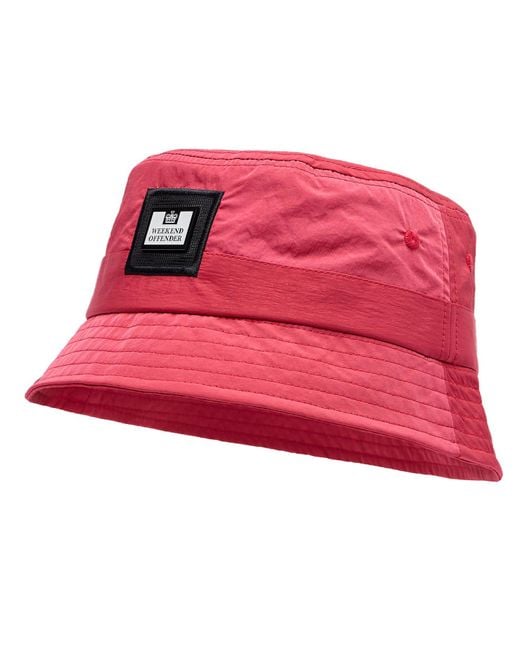 Weekend Offender Red Accessories Long Beach Bucket Hat for men