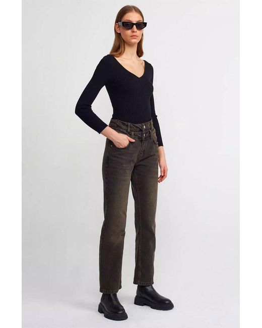 Hiccup Blue V Neck Ribbed Basic Sweater