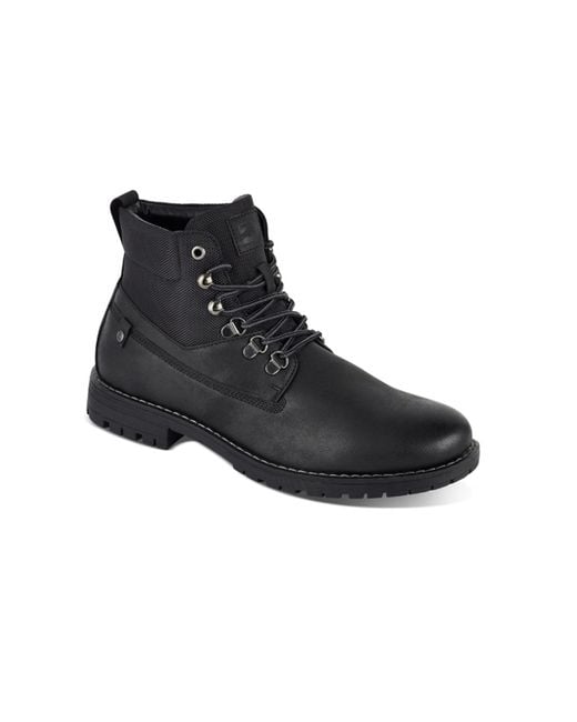 Deakins Black Leather Lace-Up Boots for men