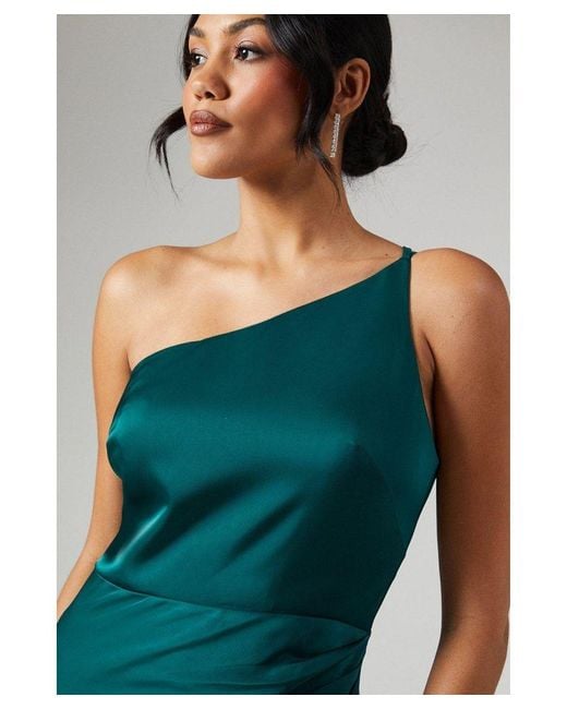 Coast Asymetric Neckline Satin Bridesmaids Dress in Green Lyst UK