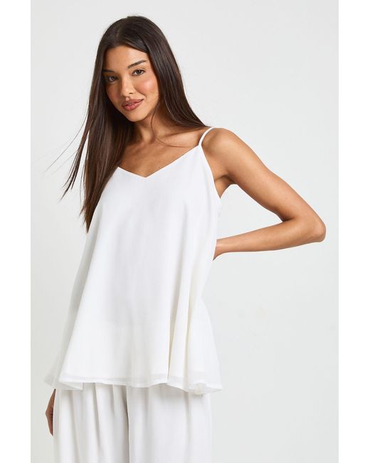 Boohoo White Chiffon Volume Cami Top