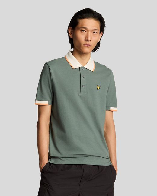 Lyle & Scott Green Half Tipped Polo Shirt for men