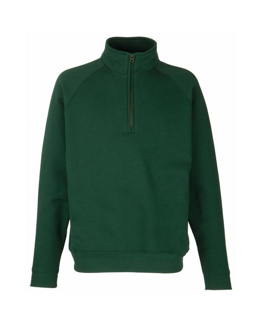 Fruit Of The Loom Green Premium 70/30 Zip Neck Sweatshirt (Bottle) for men