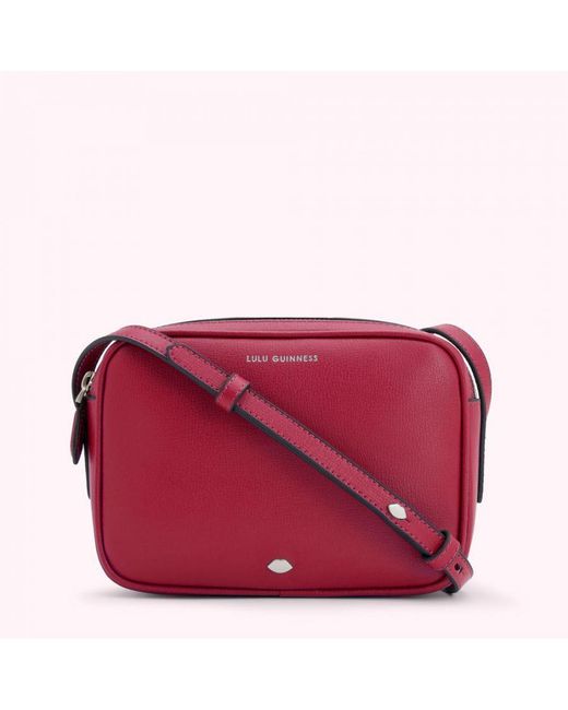 Lulu Guinness Red Raspberry Leather Cole Crossbody Bag