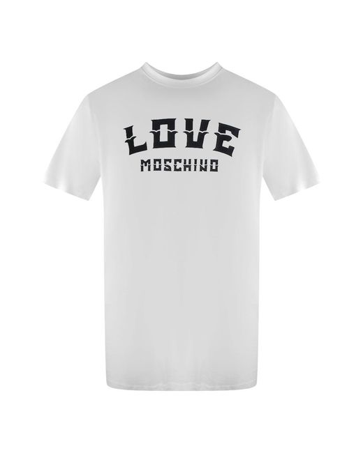 Moschino White Love Bold Logo T-Shirt Cotton for men