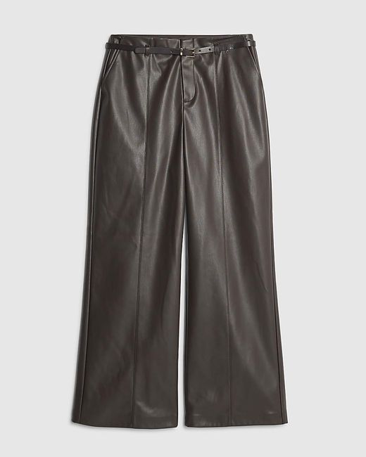 River Island Gray Wide Leg Trousers Petite Faux Leather