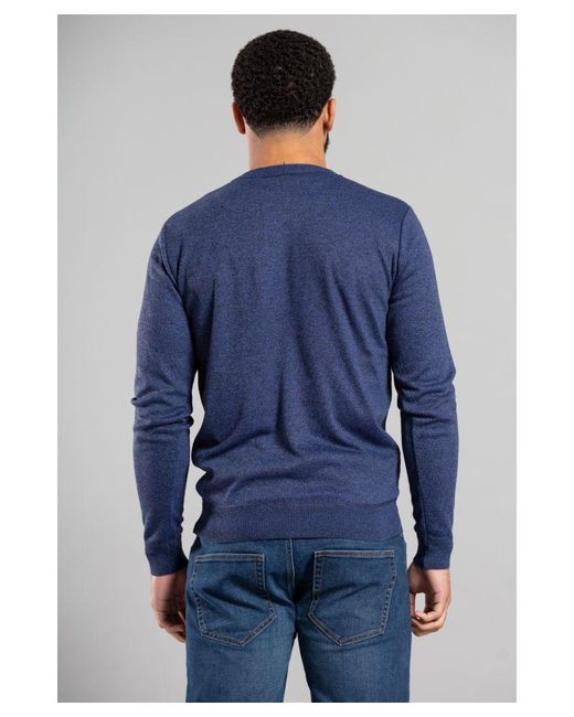Kensington Eastside Blue Crewneck Birdseye Knit Jumper for men