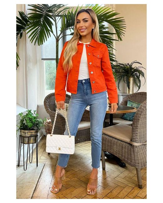 AX Paris Red Lightweight Denim Jacket Cotton