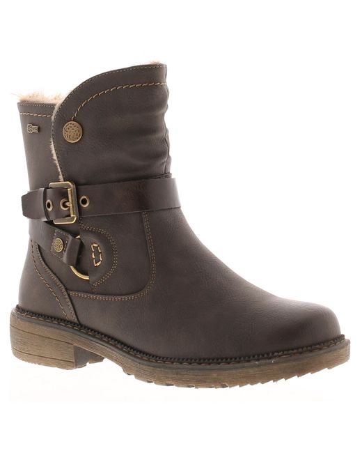 Relife Brown Ankle Boots Resist R Tex Water Repellent Membrane Zip