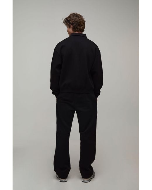 BoohooMAN Black Oversized Boxy Rugby And Straight Leg Jogger for men