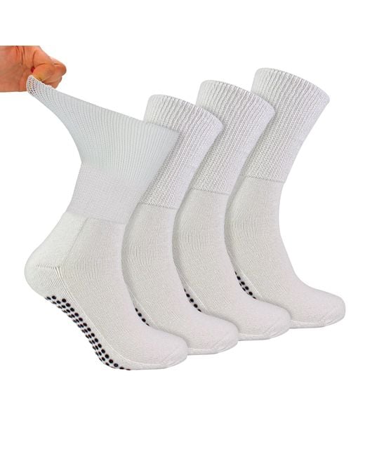 Dr.Socks White 4 Pack Bamboo Diabetic Socks With Grips For And for men