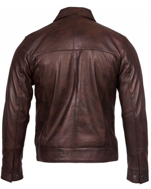 Infinity Leather Brown Retro Nappa Biker Jacket for men
