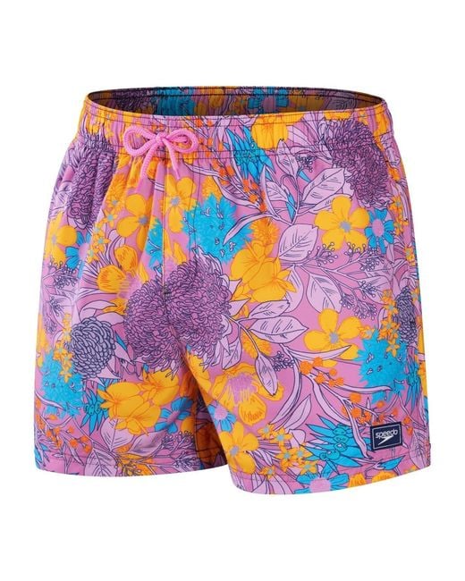 Speedo Blue Floral Patterned Swim Short With Logo Patch for men