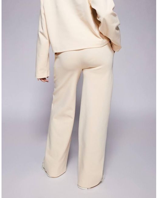 ASOS Yellow Interlock Wide Leg Trouser With Pintuck Detail Co-Ord