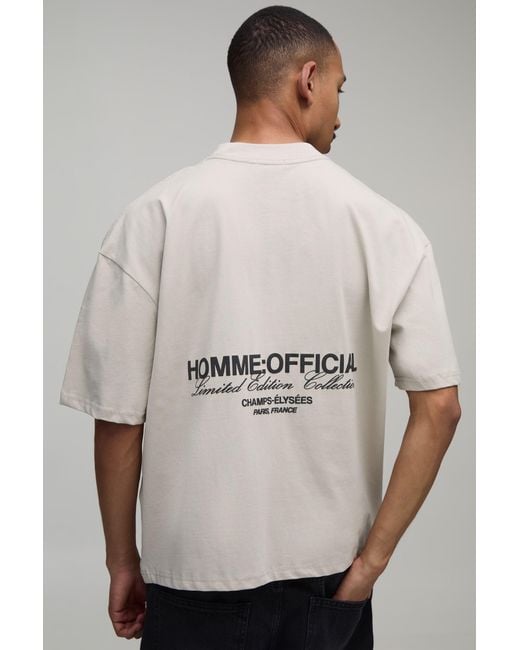BoohooMAN Natural Oversized Boxy Homme Rubber Print T-Shirt for men