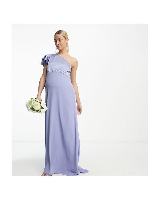 TFNC London White Tnfc Maternity Bridesmaid Ruffle Shoulder Maxi Dress