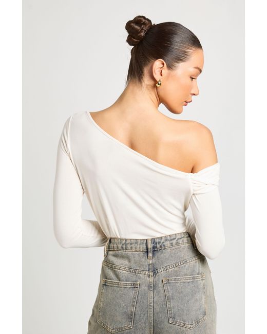 Boohoo Gray Cupro Twist Front Detail Long Sleeve Top