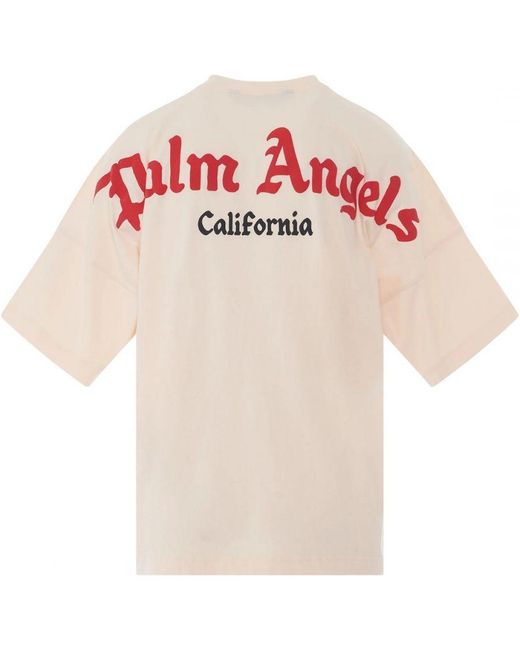 Palm Angels White California Logo Oversized Fit T-Shirt for men