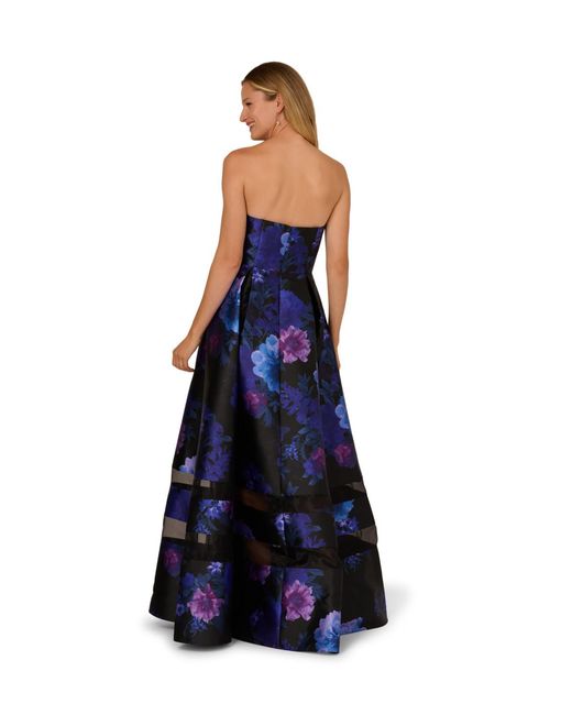 Adrianna Papell Blue Strapless Organza Gown