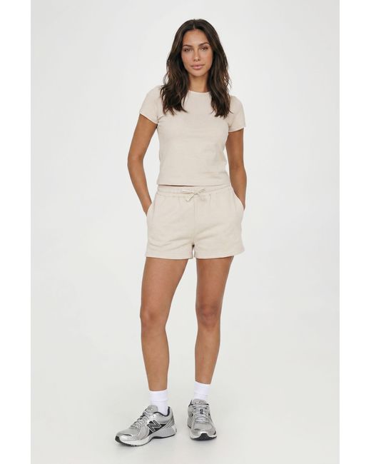 Boohoo Natural Cap Sleeve Top And Sweat Short Tracksuit