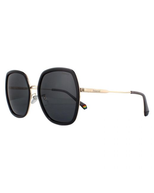 Polaroid Black Square Polarized Sunglasses Metal