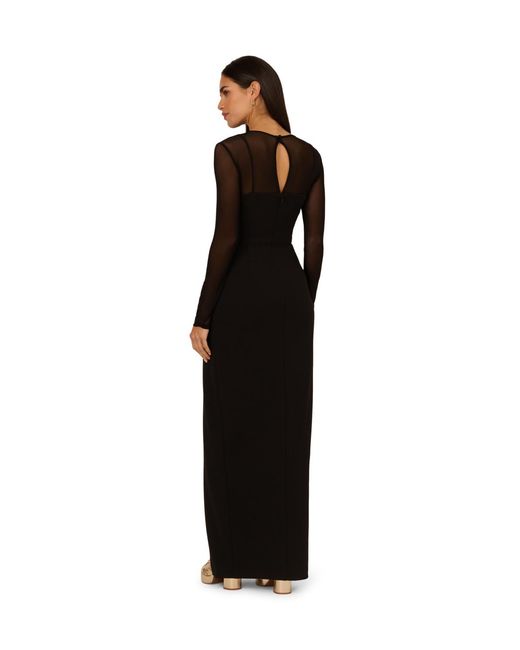 Adrianna Papell Black Knit Crepe Column Long Dress