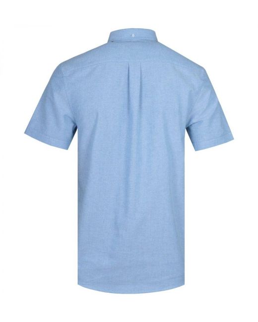 Farah Blue Drayton Modern Fit Short Sleeve Oxford Shirt for men