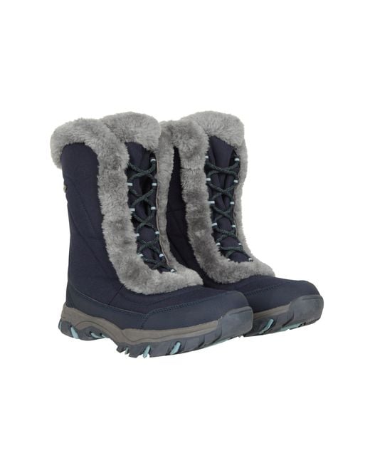 Mountain Warehouse Black 'Ohio' Snow Boots Faux Fur Thermal Proof Everyday Winter Shoes for men