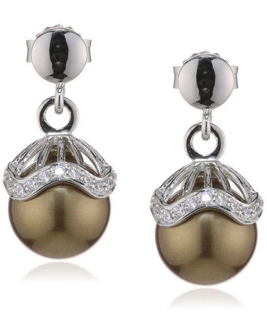 Orphelia Brown 925 Sterling Drop Earrings