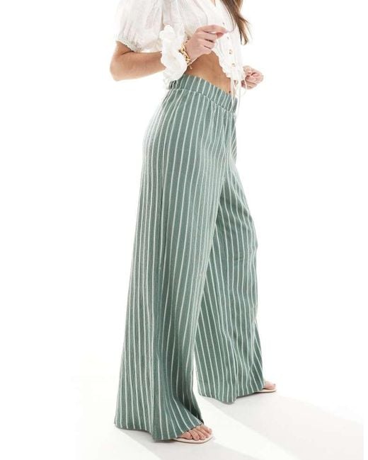 ONLY Green Wide Leg Textured Trouser
