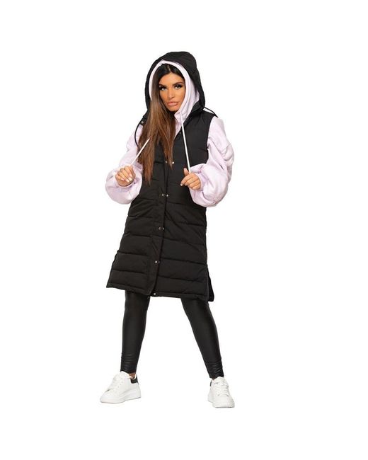 JESS Black Sleeveless Puffer Gilet Long Padded