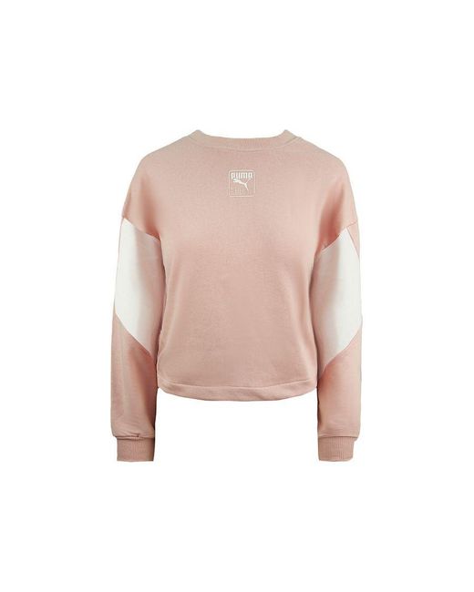 PUMA Pink Relaxed Fit Rebel Crew Neck Sweatshirt Jumper 583559 15 Cotton