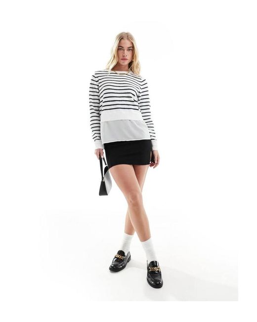 Vila White Hybrid Stripe Top And Shirt Look