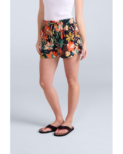 Mountain Warehouse Black 'Sand-Dune' Printed Shorts With Elastic Waistband Summer Bottoms Viscose