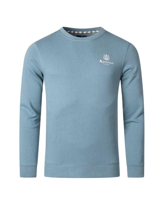Aquascutum Active Small Logo Blauw Sweatshirt in het Blue voor heren