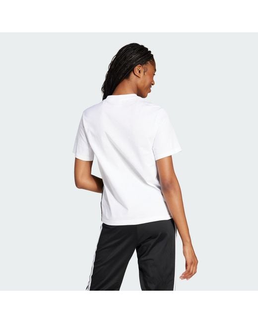 Adidas White Essentials 3-Stripes Cotton Tee