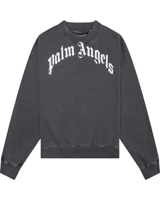 Palm Angels Gray Gd Curved Logo Washed Sweater for men