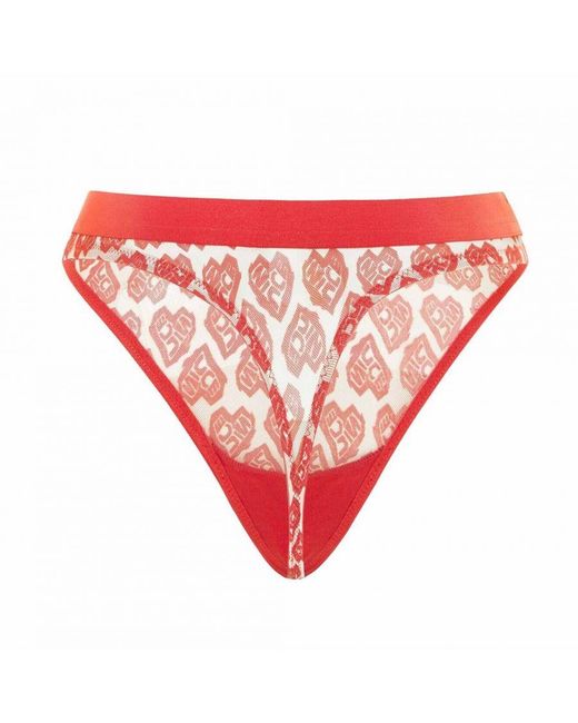 Nicce London Red Contrasting/ Aop Heart Thong Underwear 211 2 15 10 0469 Cotton