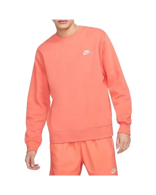Nike Pink Bv2662 Sportswear Club Fleece Crew Relax Fit Sweatshirt for men