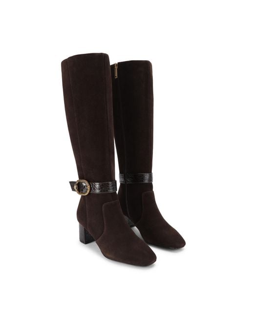 Kurt Geiger Black Suede Mayfair Block Knee Boots