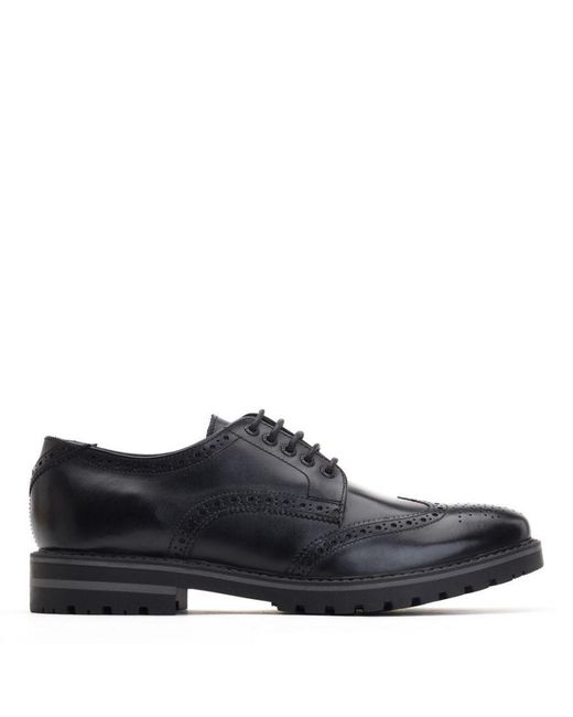 Base London Black Gibbs Waxy Leather Brogue Shoes for men