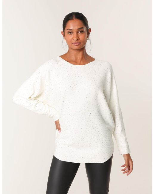 Blue Vanilla White Jumper With Rhinestones