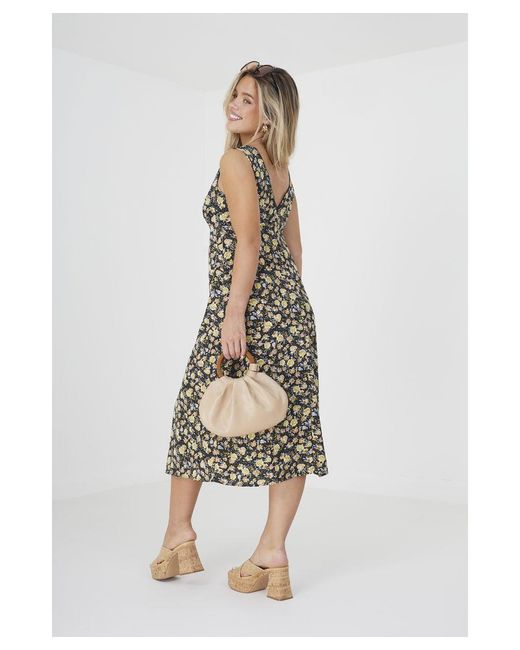 Brave Soul White Floral 'Matisse' Sleeveless V-Neck Midi Dress