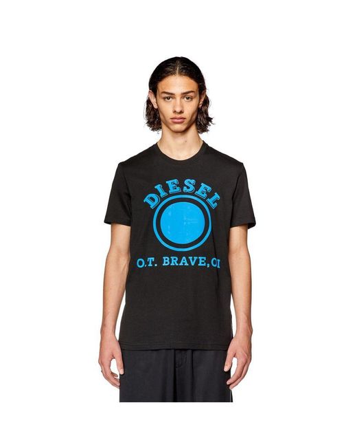 DIESEL Black Dot Logo T-Shirt Cotton for men