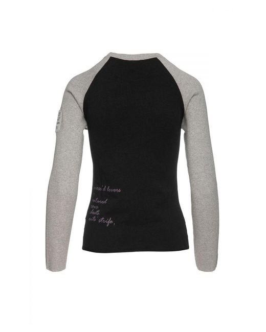 Conquista Black Print Top With Embroidery Detail Cotton