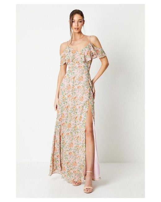 Coast Natural Iris Printed Cowl Neck Maxi Dress