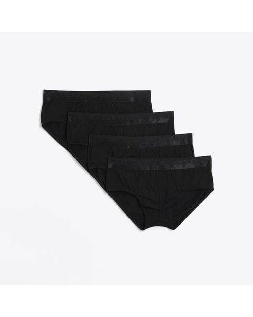 River Island Black Briefs 4 Pack Cotton Stretch for men